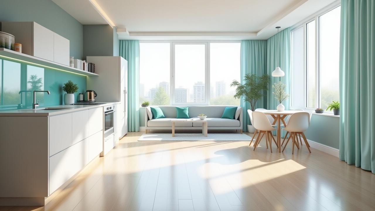 Pristine, sparkling modern interior space after professional post-construction cleaning